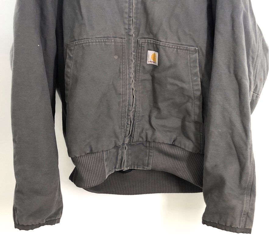 Carhartt Men's J130-M Loose Fit Washed Duck Insulated Active Jac Gray Size L
