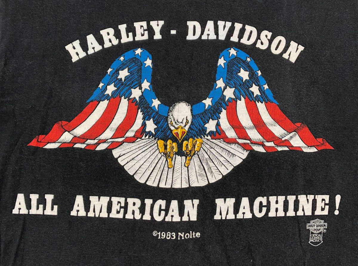 Vintage 1983 Harley-Davidson &quot;All American Machine&quot; Marion Ocala, FL T-shirt - M