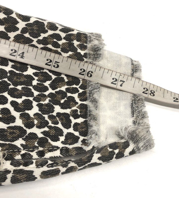 Current/Elliott Women's Snow Leopard Highwaist Stiletto Slit Step Hem Jeans 26