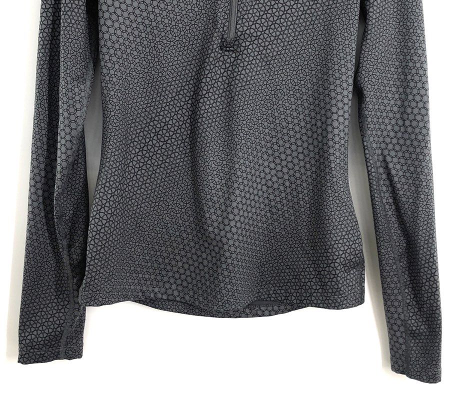 Nike Pro Women's Dri-FIT 1/2 Zip Gray Geometric Circle Print Pullover Top Sz S