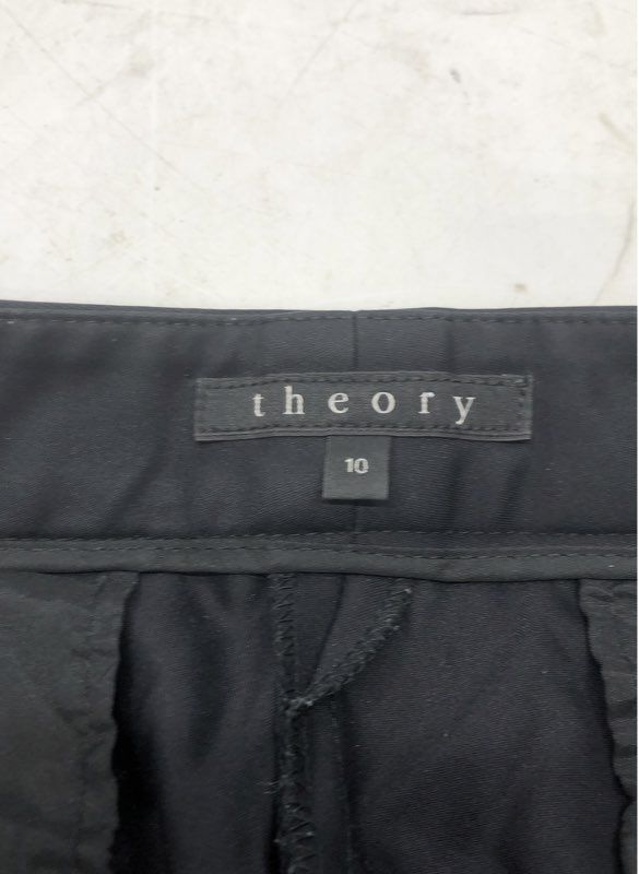 Theory Women's Black Slim Tapered Trousers Flat Front Dress Pants Size 10