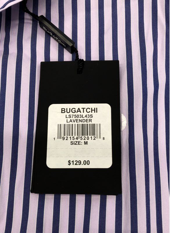 Bugatchi Men's Long Sleeve Button Down Shirt Lot 7 NWT Lavender Striped Sz M