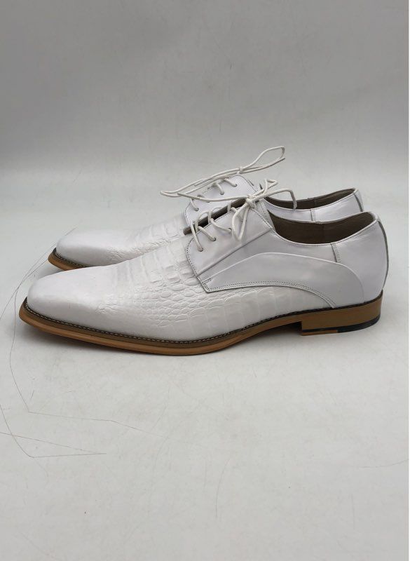 Giovanni Men&#39;s White Almond Toe Lace-Up Oxford Dress Shoes - Size 12