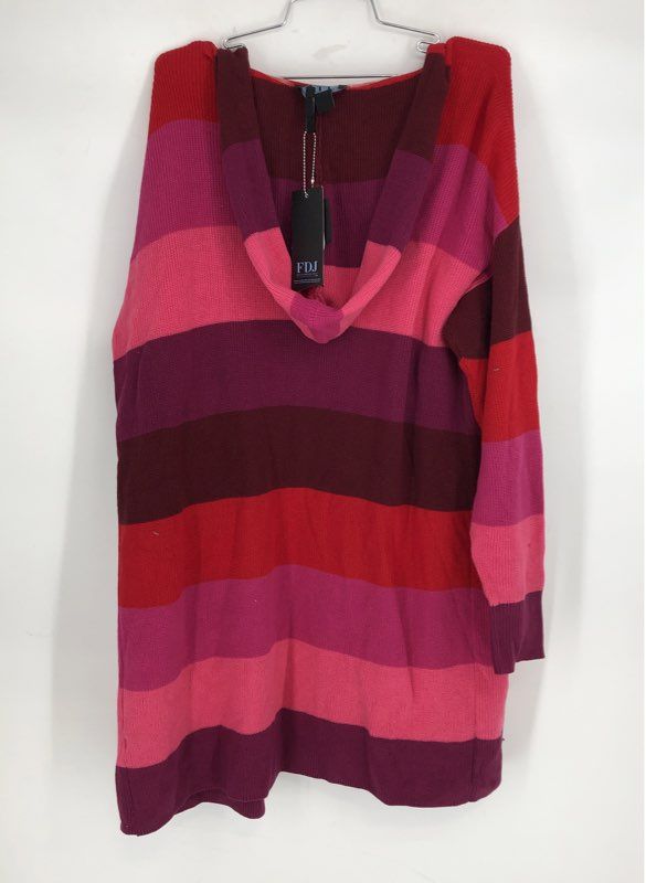 NWT FDJ Women's Fuchsia Striped Cardigan Sweater - Size L