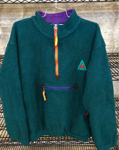 Vintage SOS Men's Teal Fleece Jacket - Size Large