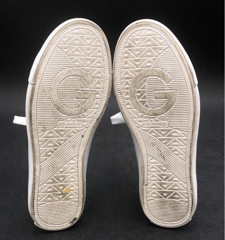 G by GUESS Lani Brown Monogram Gold Low Top Fashion Sneakers Women's Size 8