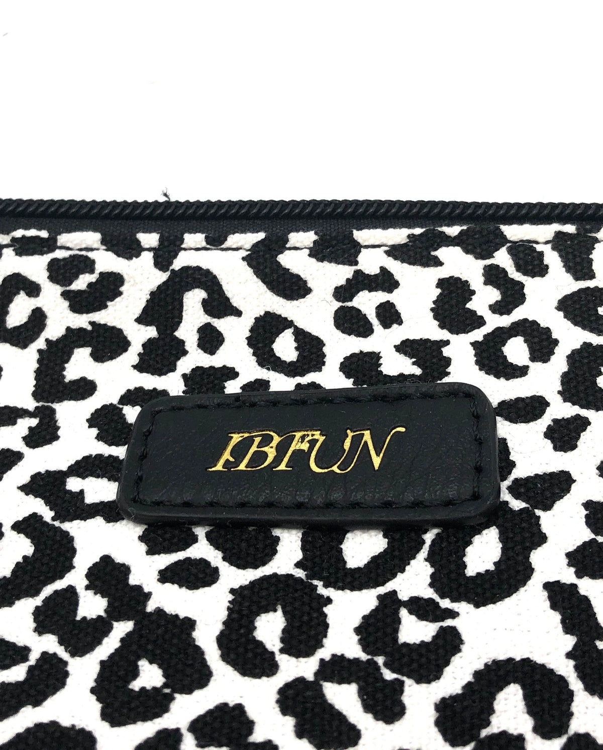 IBFUN Leopard Print Canvas Crossbody Bag Black White Silver Hardware