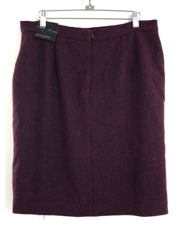 Banana Republic Women's Burgundy Textured Faux Wrap Pencil Skirt NWT Size 10