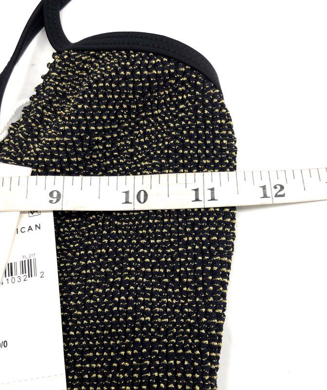Good American Women's Black Gold Metallic One Piece Swimsuit Ribbed NWT Sz 00/0