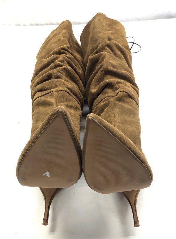 Express Olive Green Suede Slouchy Pointed Toe Stiletto Heel Boots Size 7 NWT