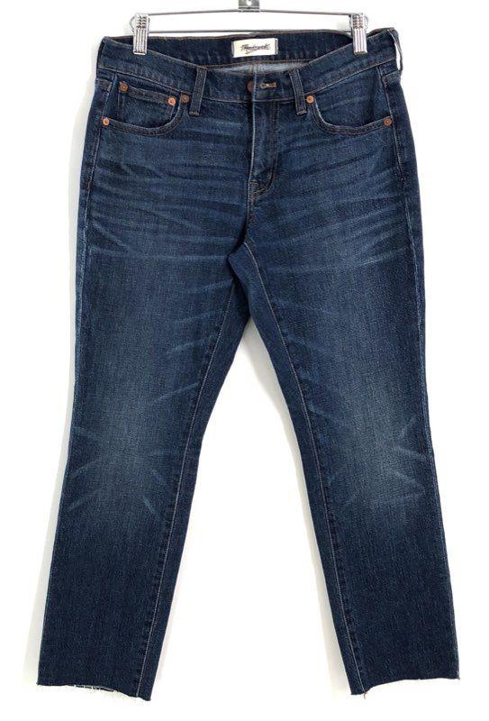 Madewell Women's The Slim Boyjean Blue Raw Hem Stretch Denim NWT Sz 25