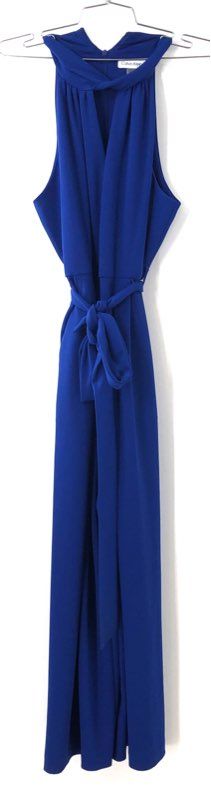 NWT Calvin Klein Women's Royal Blue Twist Halter Neck Wide Leg Jumpsuit Size 10