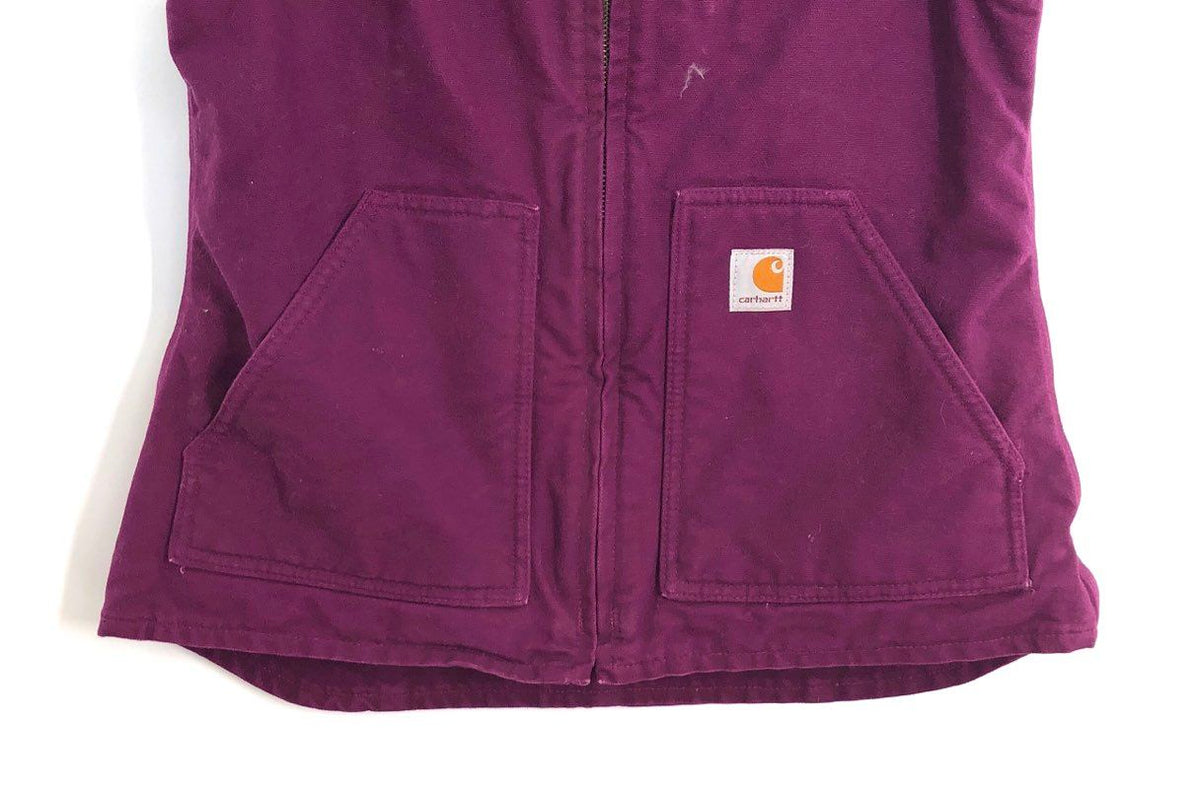 Carhartt Women's Purple Sandstone Sherpa Lined Mock Neck Vest Sz XS WV001