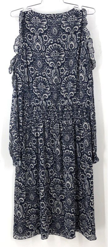NWT Michael Kors Women's Navy Bone Floral Fit & Flare Dress - Size L