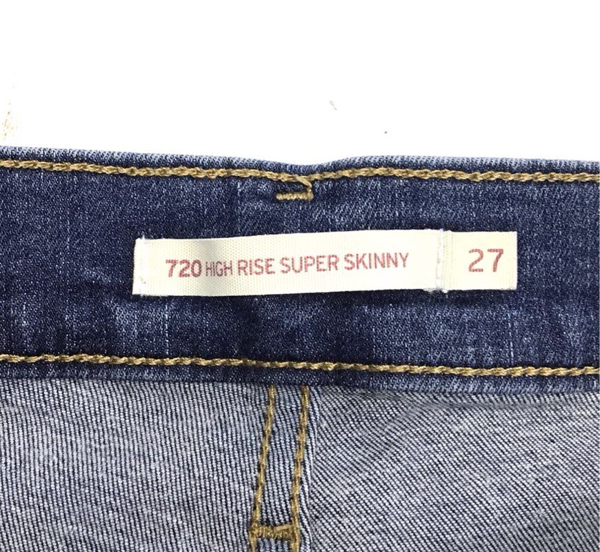 Levi's Women's 720 High Rise Super Skinny Jeans Blue Distressed Ripped Sz 27x30