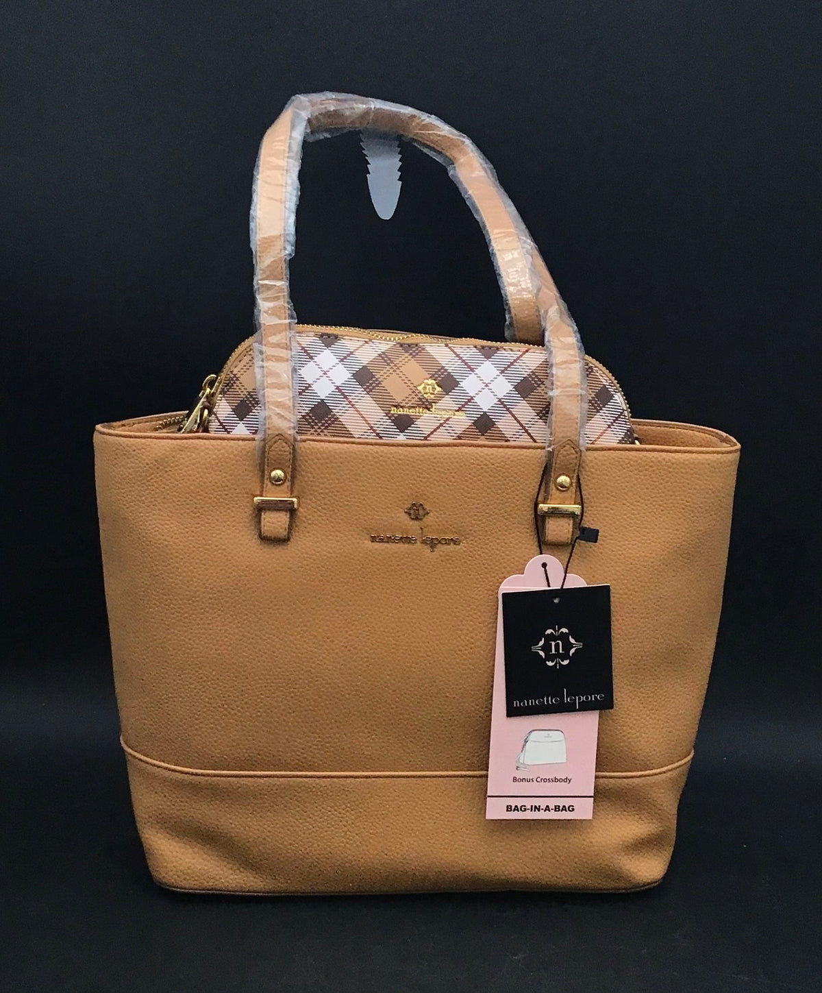 NWT Nanette Lepore Camel Brielle Tote Purse With Crossbody Bag