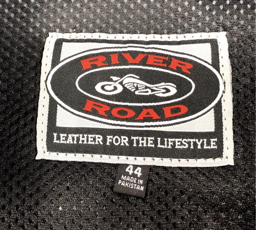 River Road Men's Black Leather Motorcycle Cruiser Jacket Vented Sz 44