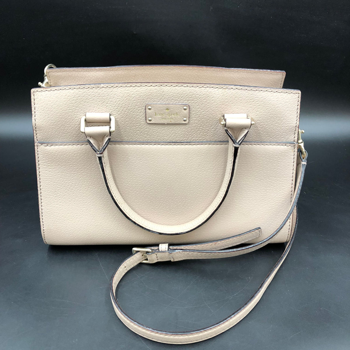Kate Spade Taupe Pebbled Leather 'Madison' Satchel Bag (+COA)