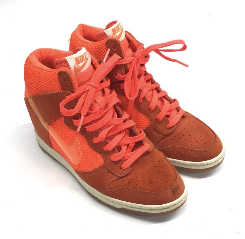 Nike Dunk Sky High Orange Citrus Women's Wedge Sneakers Size 7.5