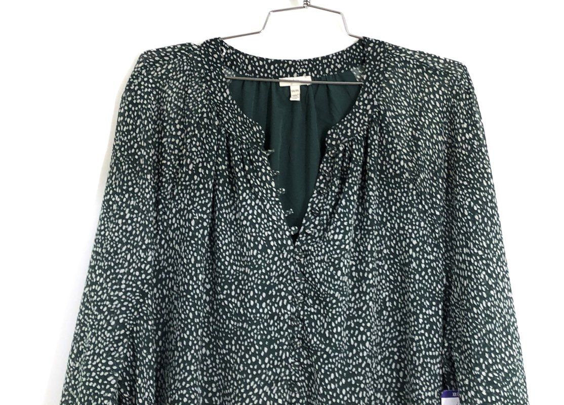 Joie Women's Arctic Animal Spot Balloon Sleeve Dress Green NWT Sz XXL