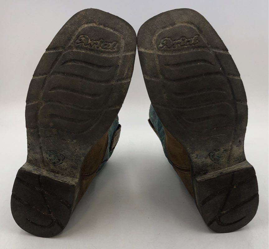 Ariat Fatbaby Waterproof Western Roper Boots Brown Teal Embroidered Size 7B