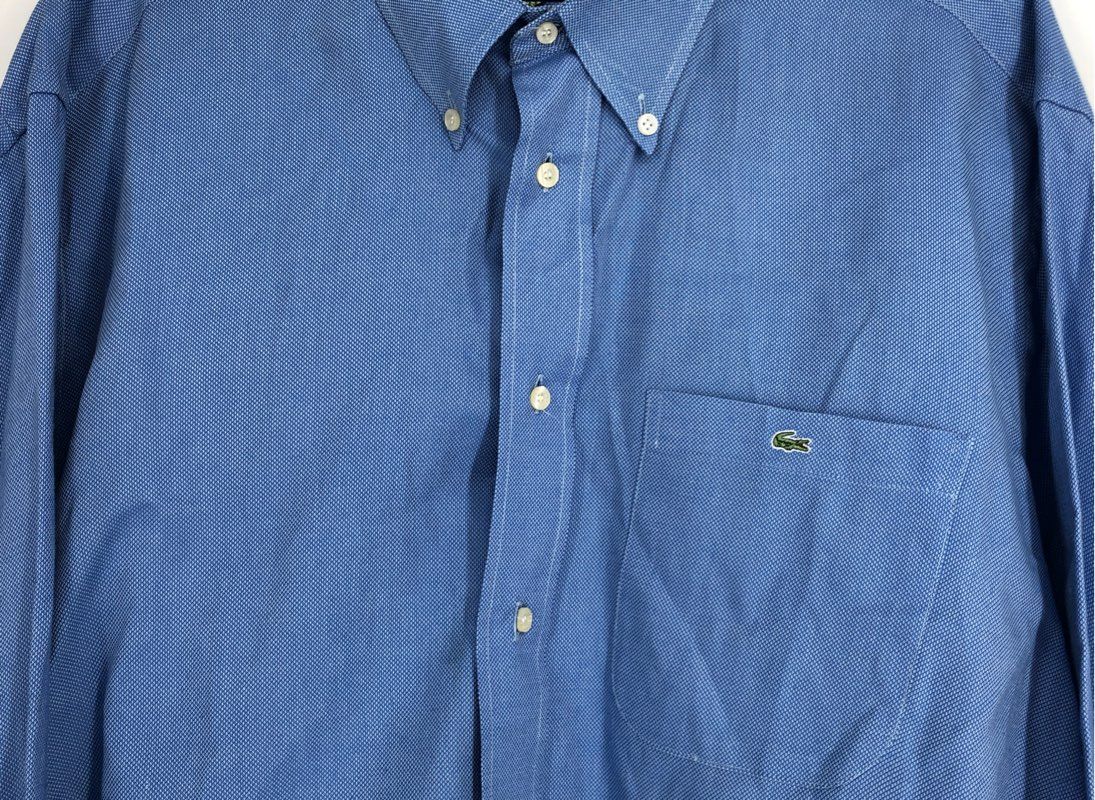 Lacoste Men&#39;s Blue Long Sleeve Button-Down Shirt - Size 44