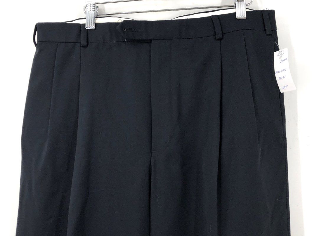 Brooks Brothers 346 Men's Black Wool Pleated Cuffed Dress Pants Sz 36x34