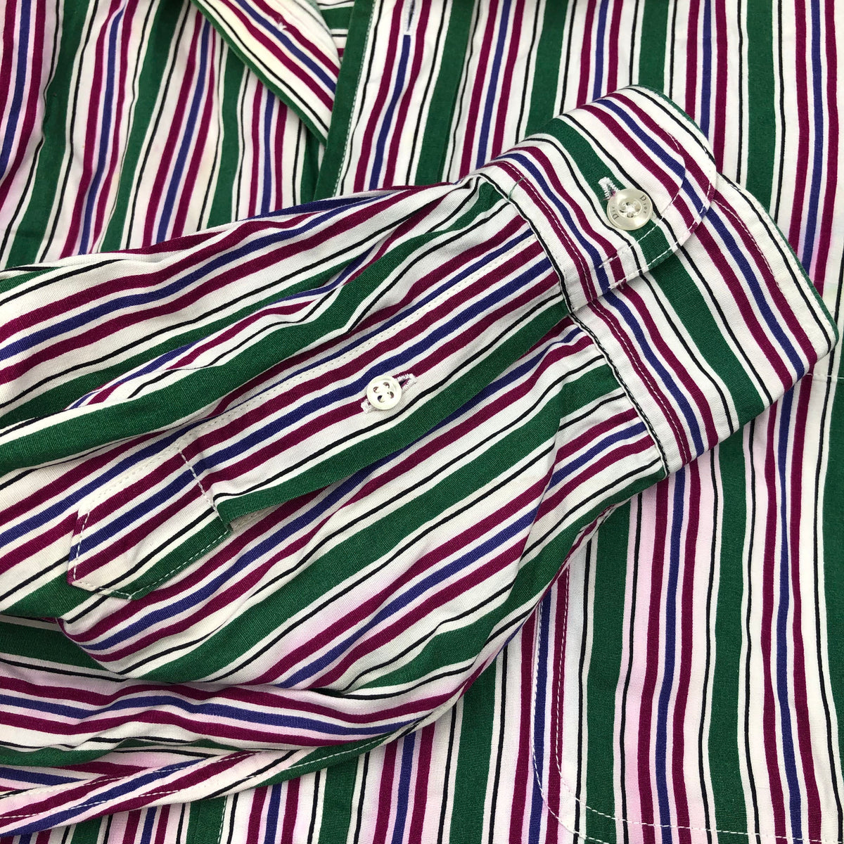Vintage 80s Christian Dior Monsieur Striped Button Down Shirt Made in USA Sz L