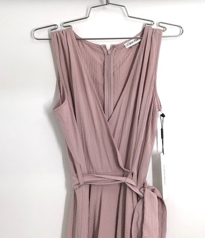 Calvin Klein Women's Mauve Textured Sleeveless Wrap Front Jumpsuit NWT Sz 4