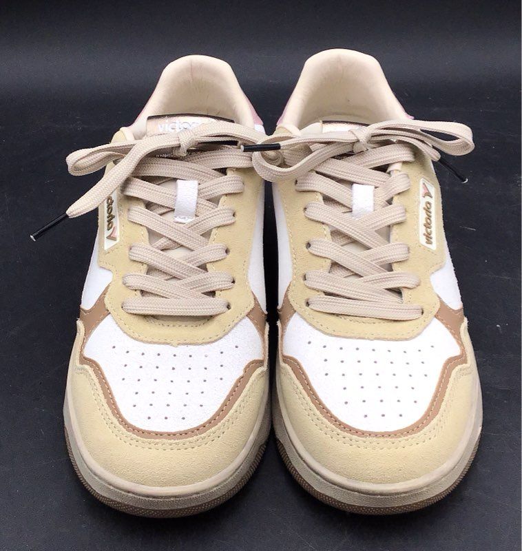 Victoria Madrid 1985 Retro Court Sneakers White Tan Pink Size EU 39 / US 8