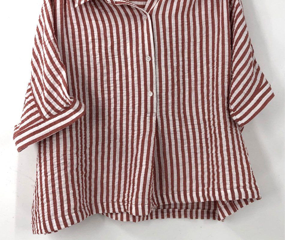 NWT Max Studio Women's Red White Button-Up Shirt - Size L