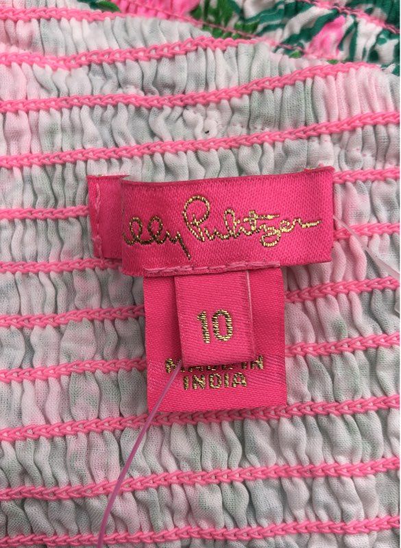 Lilly Pulitzer Kasida Ruffle Crop Top Pink Green One Shoulder NWT Women's 10