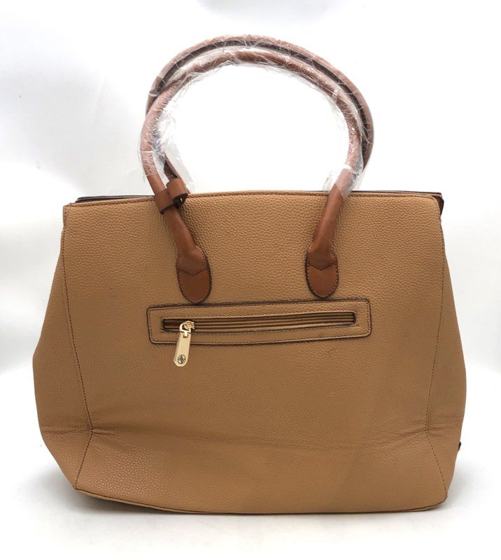 Adrienne Vittadini Natural Pebbled Tote Bag NWT Gold Hardware Workbook Sleeve