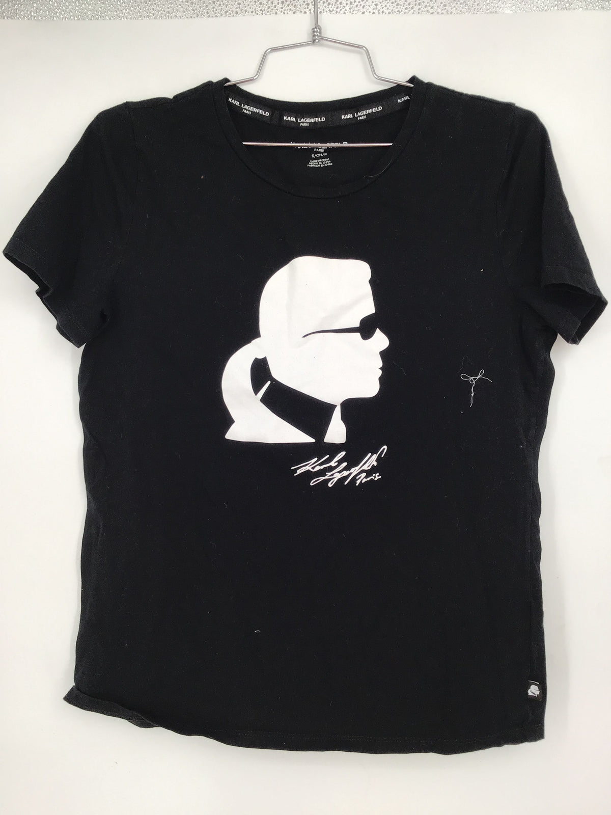 Karl Lagerfeld Women&#39;s Black Short Sleeve Crew Neck T-Shirt - Size Small