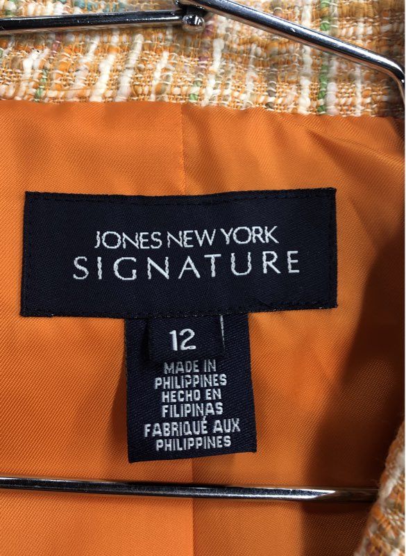 NWT Jones New York Women's Tang Orange Plaid Blazer - Size 12