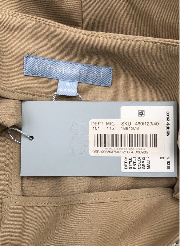 NWT Antonio Melani Women's Tan Wide-Leg Trouser Pant - Size 4