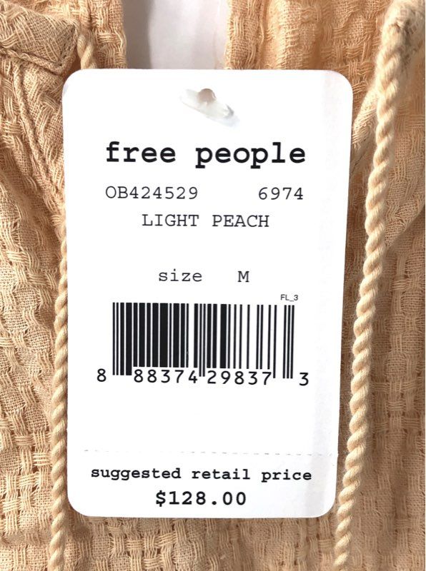 Free People Women's Sun Up Sun Down Tunic Dress Peach Textured Cotton NWT Sz M