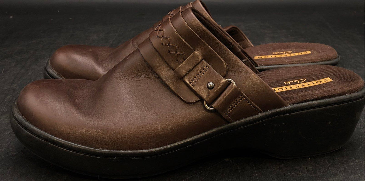 New Clarks Women's Delana Amber Dark Brown Mule Shoes - Size 8.5M