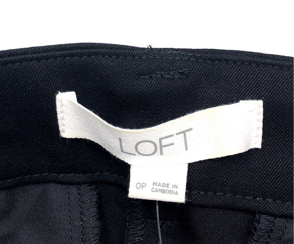LOFT Women's The Devin Slim Pants Black Tie Waist Cuffed Petite Sz 0P NWT