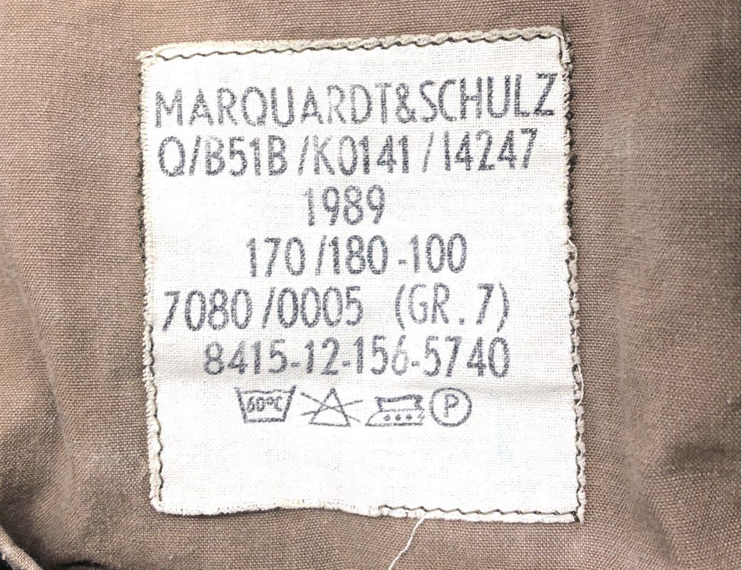 Marquardt & Schulz Men's German Military Parka Olive Green Vintage 80s Gr.7