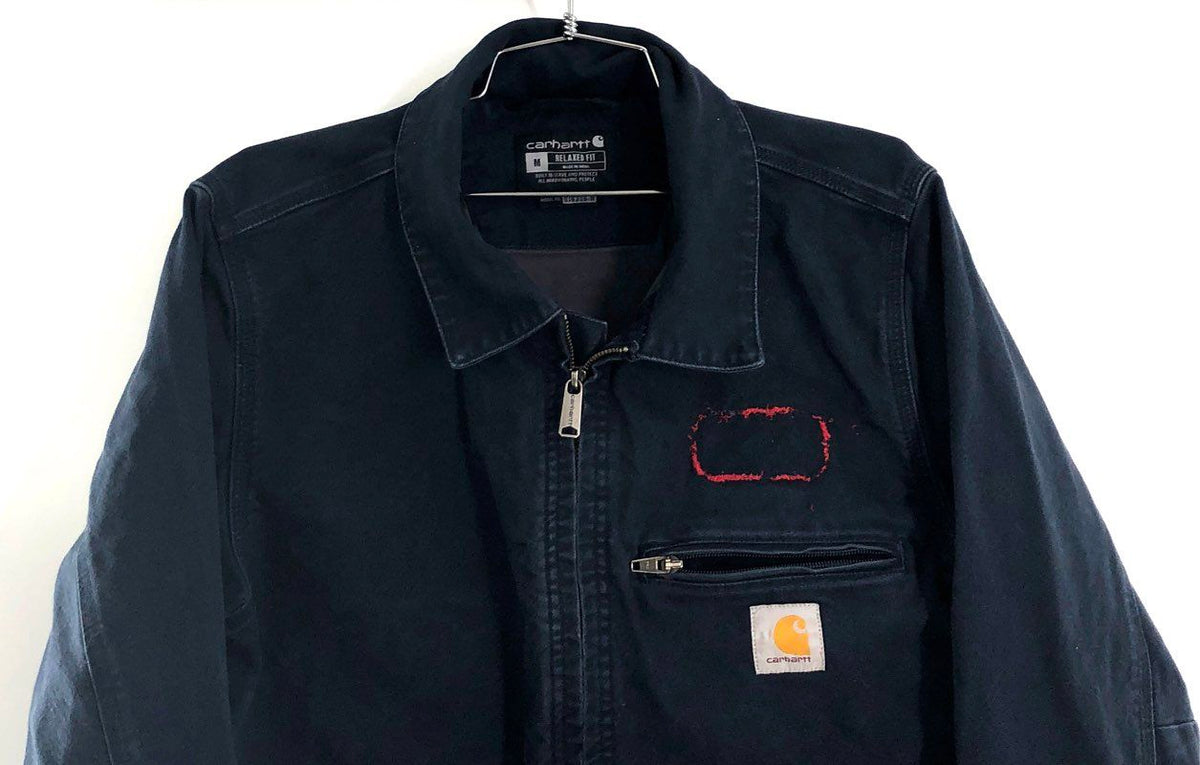 Carhartt Men's Navy Blue Rugged Flex Relaxed Fit Detroit Style Work Jacket Sz M