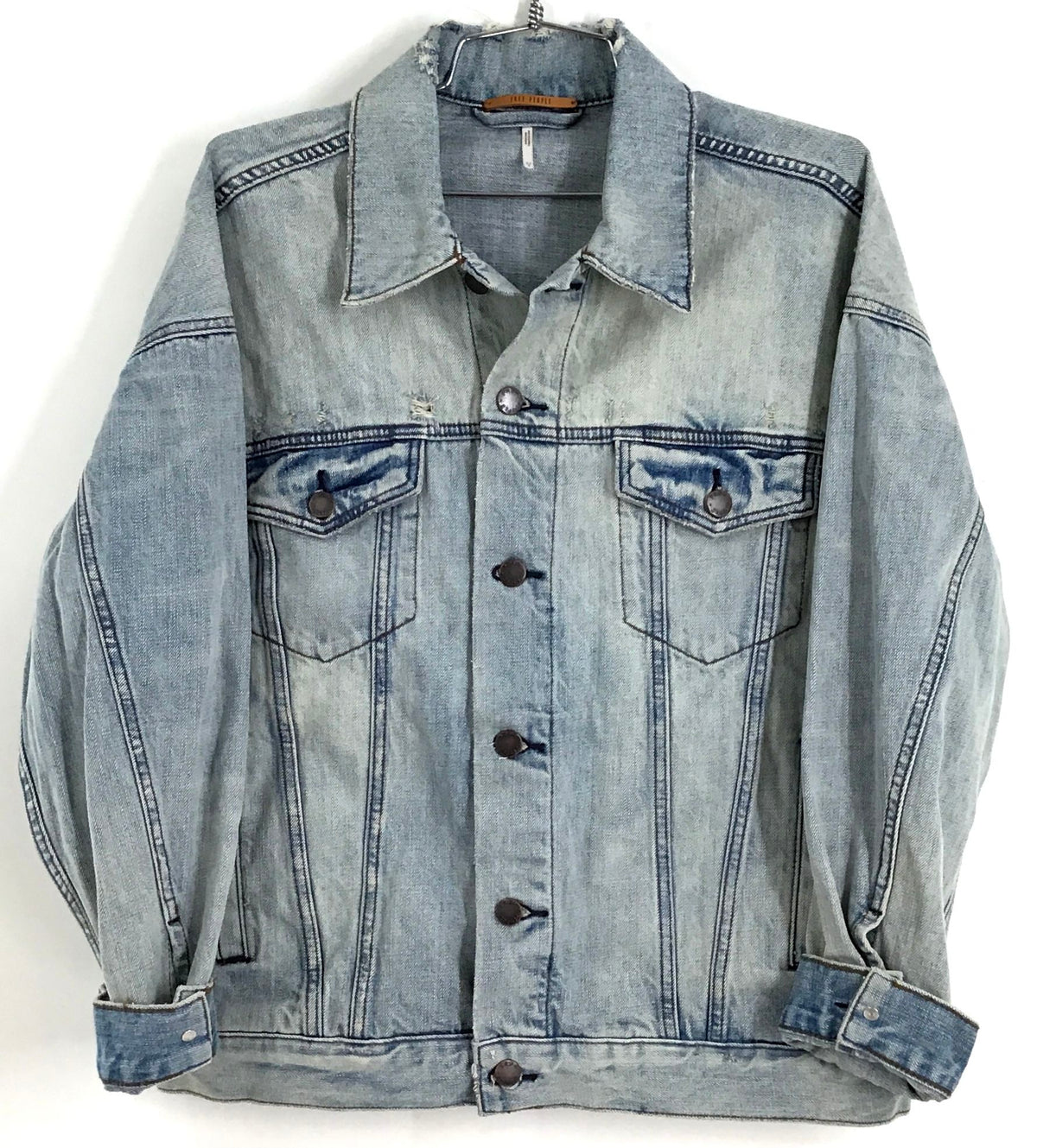 Free People Women&#39;s Blue Denim Trucker Jacket - Size XS/S