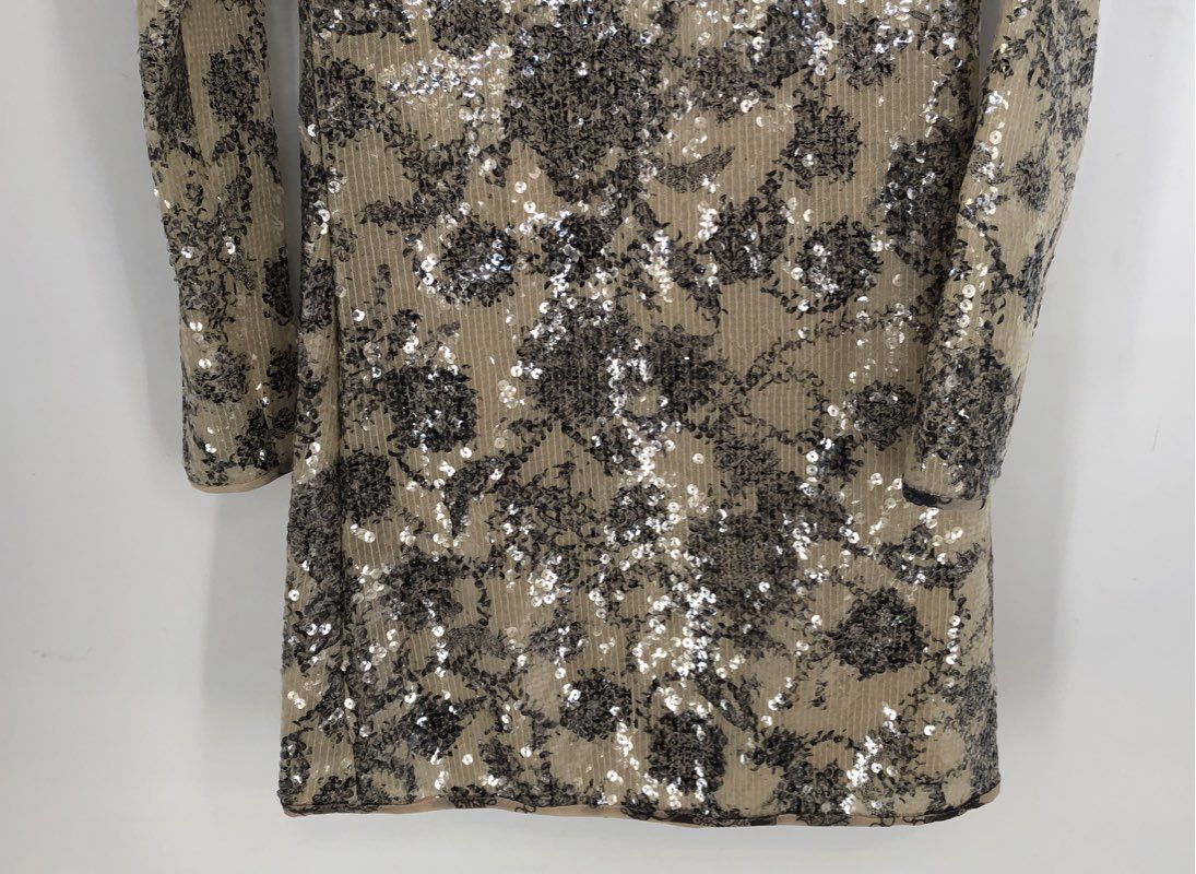NWT Cynthia Rowley Women's Beige Malia Sequin Mini Dress - Size 0