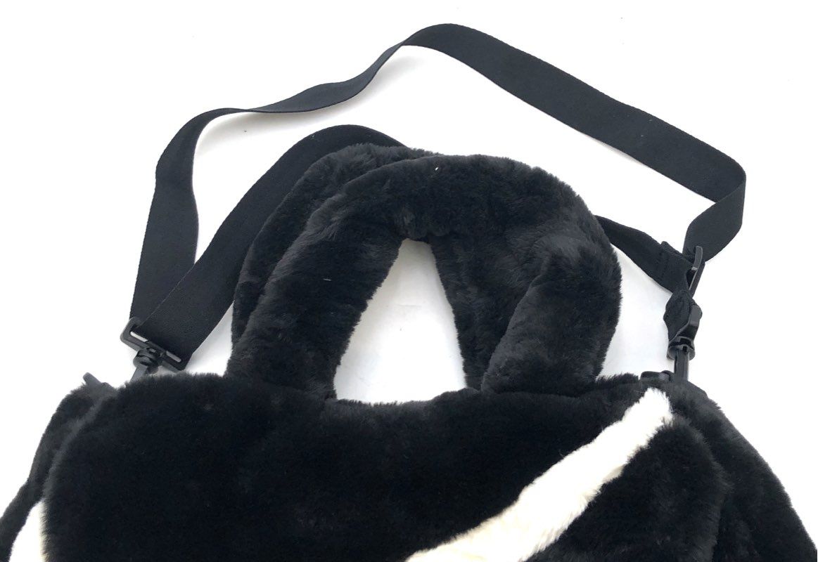 Nike Black Faux Fur Large Swoosh Tote Bag Crossbody Handbag
