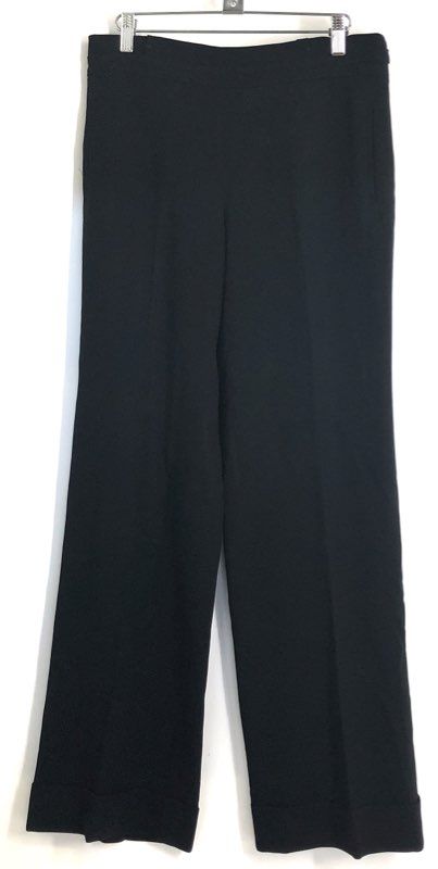 Ann Taylor Women's Audrey Black Wide Leg Cuffed Hem Tailored Pants Sz 2
