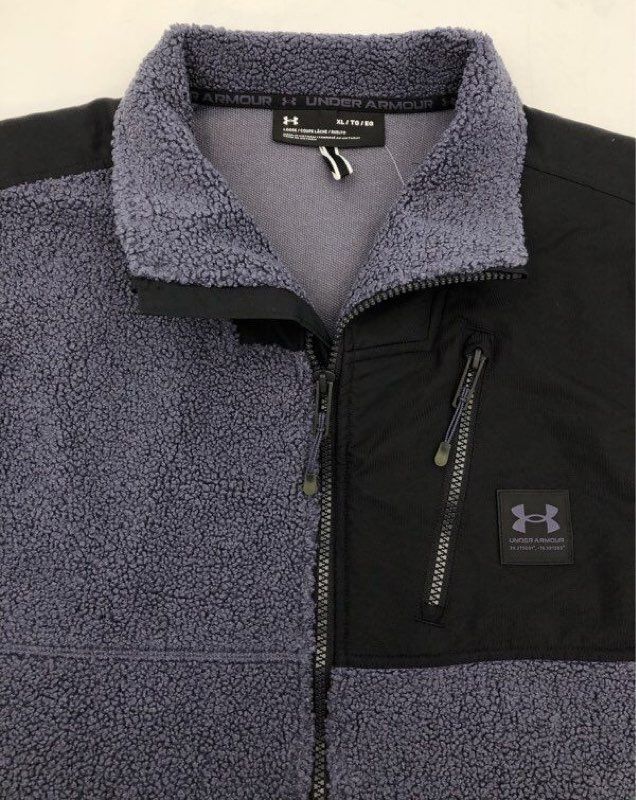 NWT Under Armour Men's Mission Vest Gray Black Sherpa Fleece Full Zip Size XL