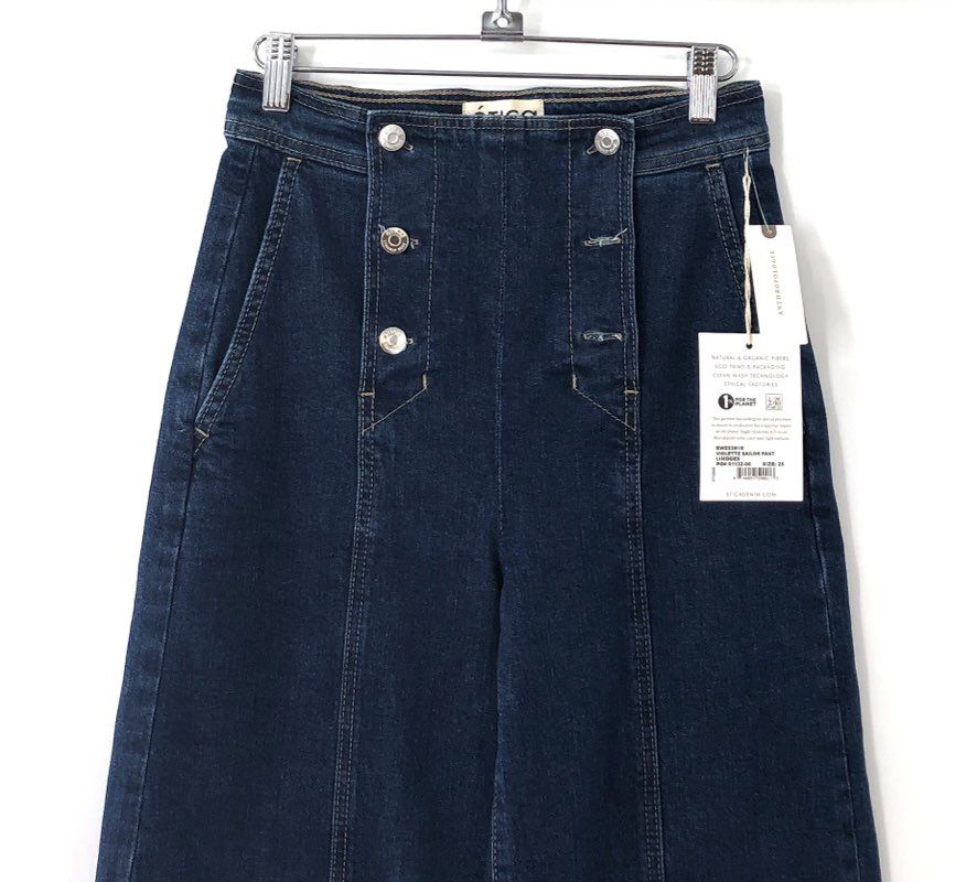 Ética Women's Violette Sailor Pant Jeans Dark Wash High Rise Wide Leg Sz 25 NWT