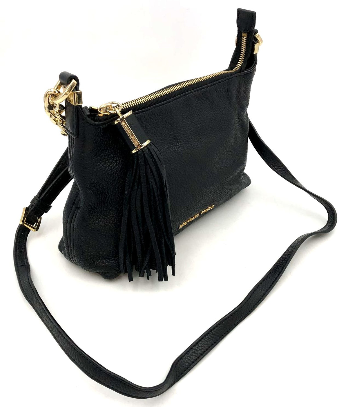 Michael Kors Black Pebbled Leather Crossbody Bag with Gold-Tone Hardware (+COA)