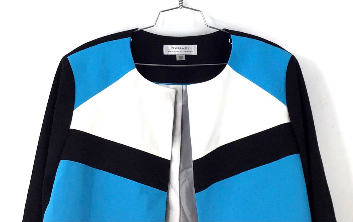 NWT Tahari Arthur S. Levine Women's Black Blue White Blazer - Size 16W