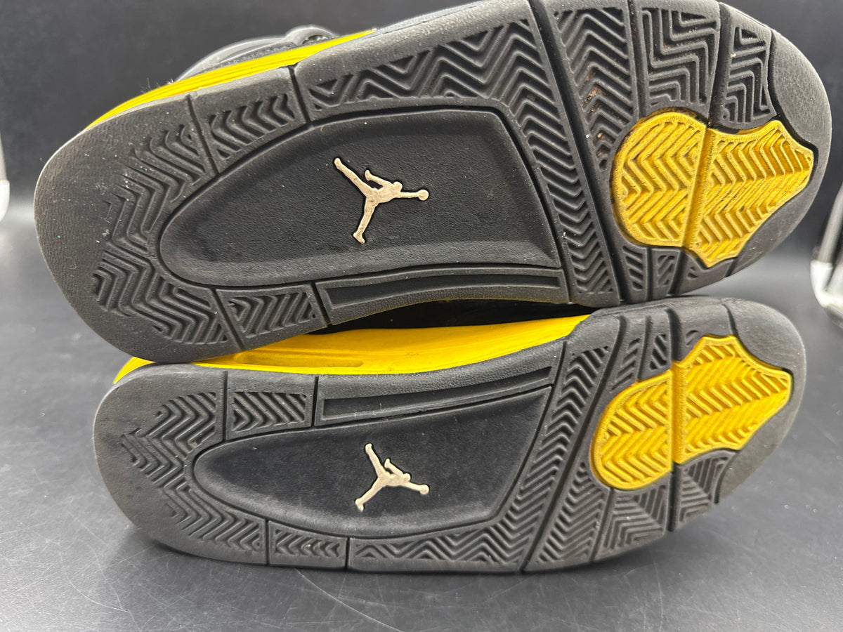 Nike Air Jordan 4 Retro Thunder Black Tour Yellow GS Size 5.5Y COA